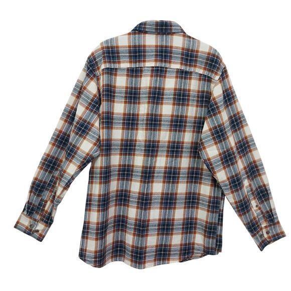 RedHead Flannel Shirt Mens Large Brown Blue Plaid Long Sleeve Cotton Outdoor - Picture 5 of 12
